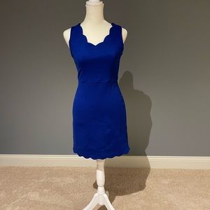 Blue scalloped mini dress